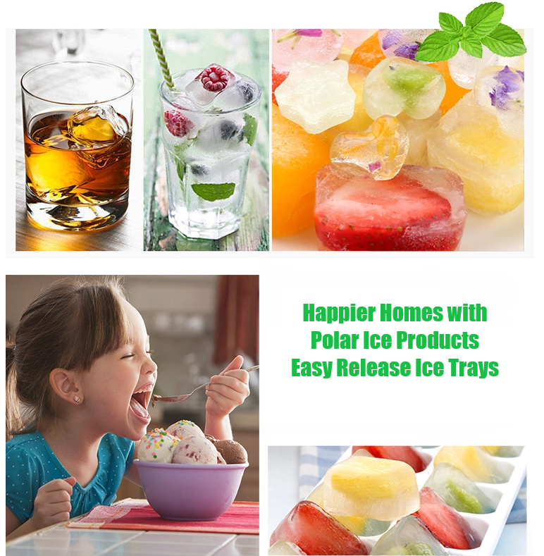 Polar Ice Products Silicone Ice Cube Trays Easy Release Design with Spill Resistant Removable Safety Lid.  2 Pack (Blue)