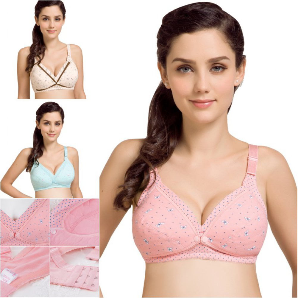 Front Button Cotton Breastfeeding Underwear Breathable Pregnancy Bra  without Steel Ring (Color:Skin Color Size:38/85BC), snatcher