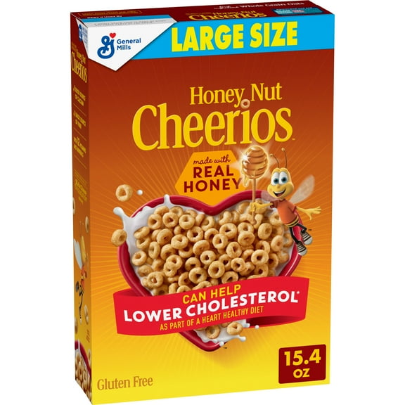 Honey Nut Cheerios, Heart Healthy Cereal, Affirmations Box, Large Size, 15.4 oz