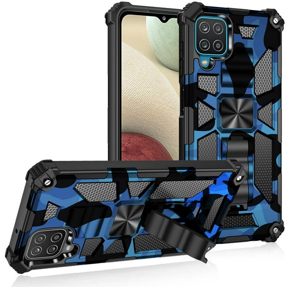 iPhone 12 Pro Max Case,Tough Rugged Hybird Impact-Resistant Bumpers Cover Heavy Duty Kickstand Dual Layers Shockproof Full Body Protective Case for Apple iPhone 12 Pro Max, Dark Blue