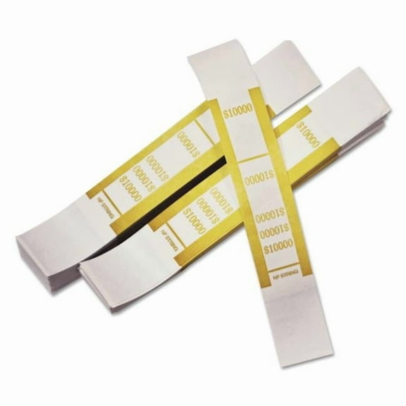 Iconex ICX94190057 Self-Adhesive Currency Straps, Mustard, 100 Bills - Yellow
