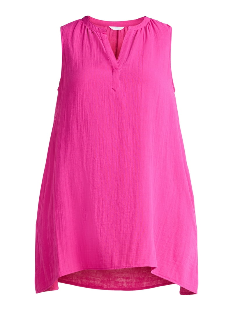 Time and Tru Women's Plus Cotton Double Cloth Shift Dress, Sizes 1X-4X -  Walmart.com