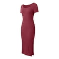 thumbnail image 4 of Wdgfv Robes Décontractées pour Femmes 2025 Été Côtelées Manches Courtes Robe Moulante Maxi Fendue Côté Tricot Col Carré Longue Robe d'Été, 4 of 6