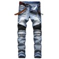 thumbnail image 1 of AITITIA Vaqueros de corte recto lavados con cremallera motera para hombre (38 005 azul), 1 of 1