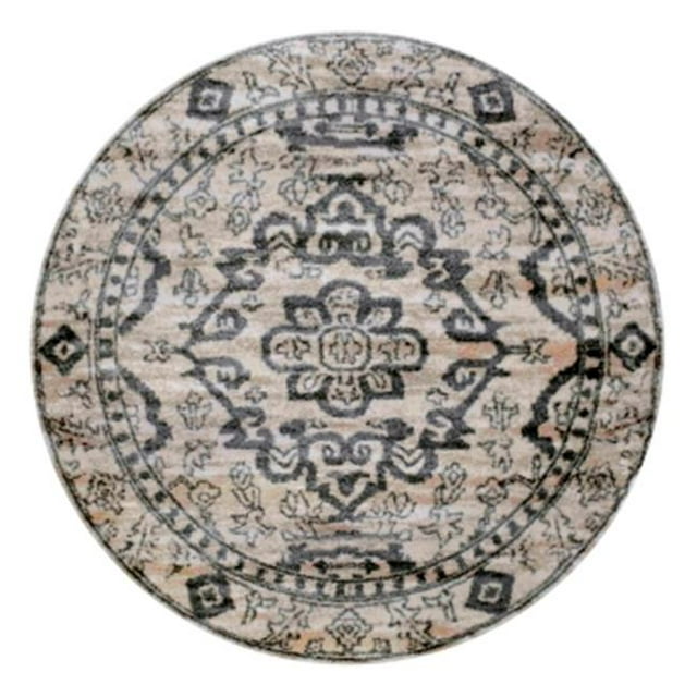 Radici USA 3790-1002-BONE Castle Traditional Round Rug, Ivory - 5 ft. 3 in.