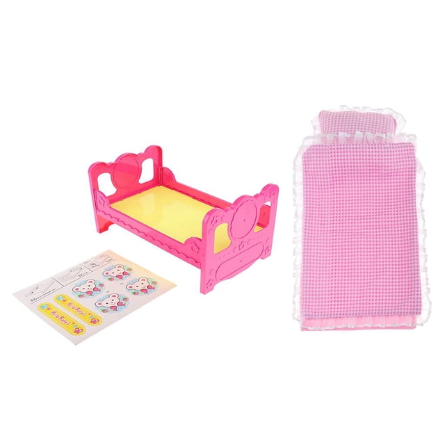 Mini muñeca de bebé cama individual con y de ropa de encaje para muebles de dormitorio de recién Hugo Juego de cama Dolls Single Bed