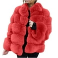thumbnail image 6 of Babysbule Winter Coats for Women Women Plus Size Winter Warm Loose Stand Collar Hair Plush Jacket Coat, 6 of 6