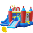 thumbnail image 5 of Yaheetech 7-in-1 Inflatable Bounce House with Climbing Wall, Blue/Red, 5 of 7