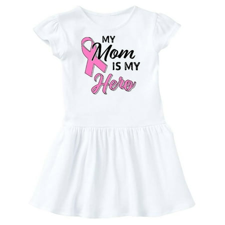 

Inktastic My Mom is my Hero- Breast Cancer Awareness Gift Toddler Girl Dress