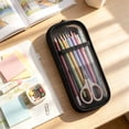 thumbnail image 5 of Double Layer Mesh Pencil Case Large Capacity Nylon Pen Bag Clear Stationery Storage Pouch For schooll Desk, 5 of 6