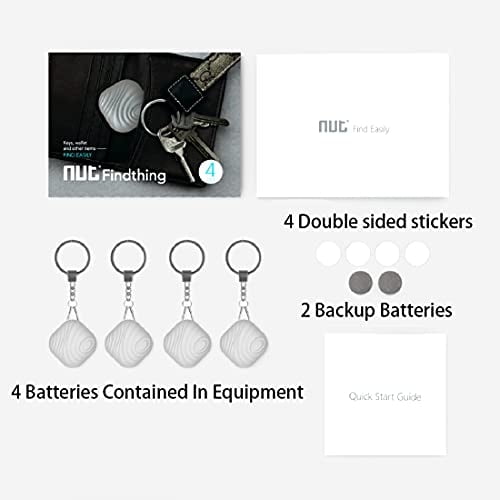 Nutale Key Finder, localizador de artículos con rastreador Bluetooth con llavero para llaves, carteras o mochilas para mascotas y tabletas, baterías incluidas (gris, paquete de 4)
