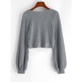 thumbnail image 3 of Jersey corto ZAFUL para mujer con mangas acanaladas con forma de farol, 3 of 6