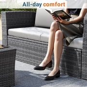 Superjoe 4 Piece Outdoor Patio Furniture Set Rattan Sectional Conversation Set, 4 Cushioned Seats, Gray, 4