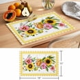 thumbnail image 6 of Sunflower Placemats Set of 6 Pink Yellow Floral Elegant Pastoral Checkered Place Mats Indoor Wipeable Table Mats Washable Cloth Dining Table Placemats for Kitchen Holiday Party Home Decor 13x19 Inch, 6 of 9