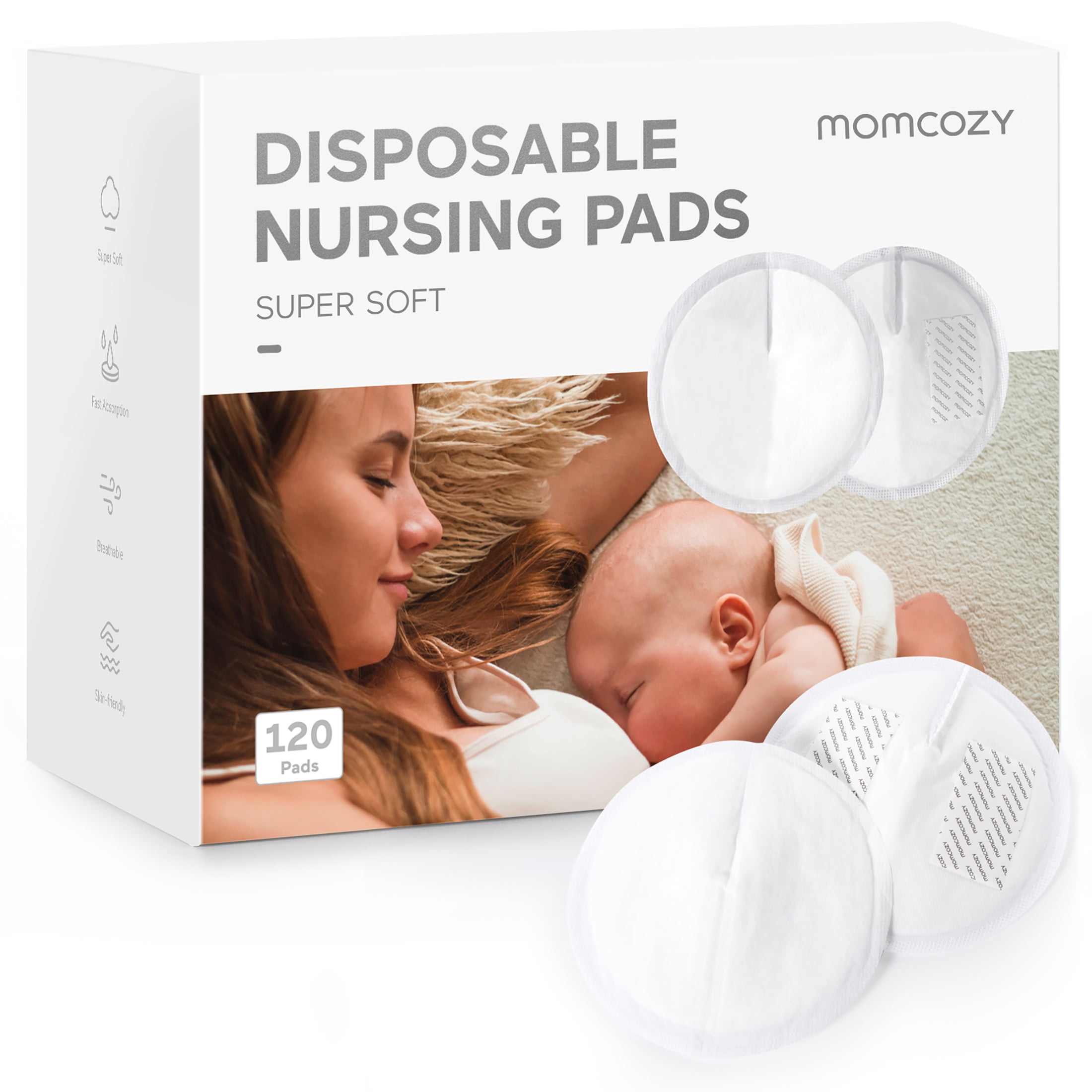 Momcozy Super Soft Disposable Nursing Pads 120 Count, Breast Pads for  Breastfeeding 