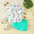 thumbnail image 2 of Baby Boys Outfits Short Sleeve Cartoon Prints T Shirt Tops Shorts Gentleman Set Kids Clothes White 12 Months-18 Months, 2 of 6