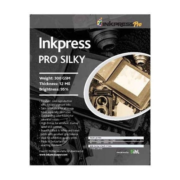 Inkpress Pro Silky Inkjet Photo Paper, 300gsm, 12mil, 95% Bright, 8.5x11", 50 Sheets