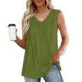 thumbnail image 2 of Mrat Sleeveless Basic Cami Fashion Women's Spring/Summer Solid Color Casual V-Neck Sleeveless Tops Tank Tops S-127 A-Green S, 2 of 8