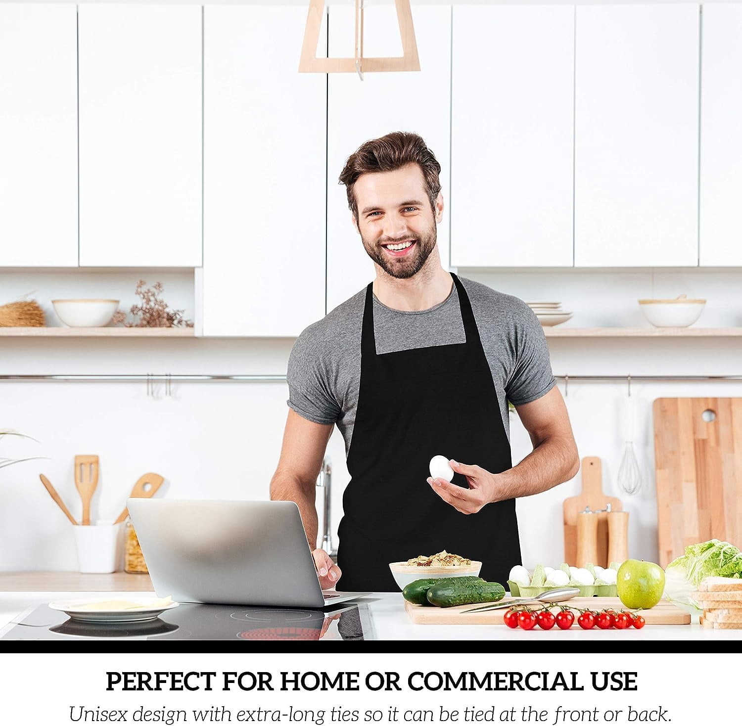 2 Pack Chef Apron With Pockets - Grilling Aprons For Men  Waterproof Cooking Bbq Work Or Restaurant Use Kitchen Women Black