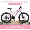 thumbnail image 6 of Ambifirner 26-Inch Mountain Bike for Teens & Women – Shimano 21-Speed Dual Disc Brakes, 100mm Front Suspension & Steel Frame for Outdoor Adventure​​ Pink, 6 of 8