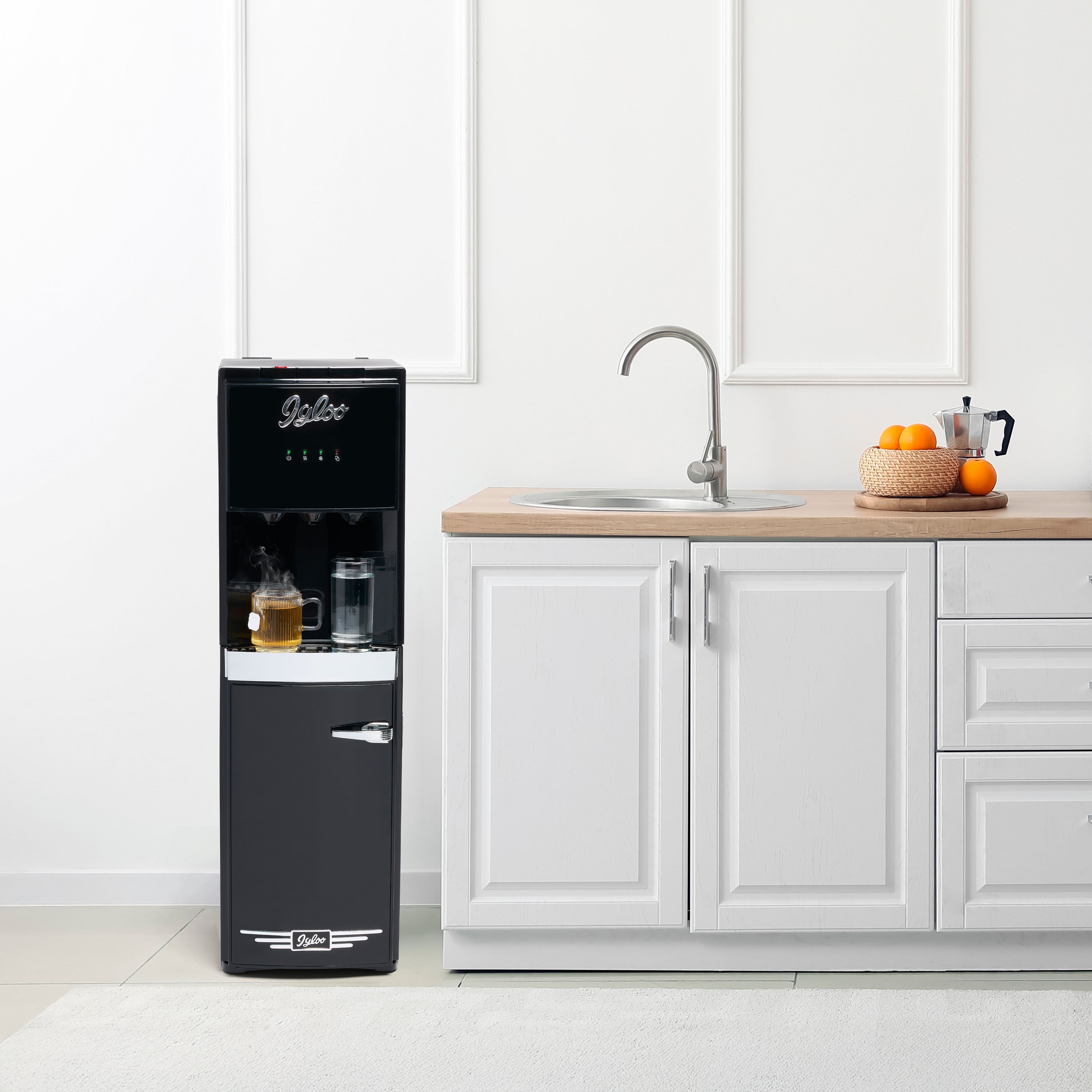 Igloo Retro Hot, Cold & Room Temperature Bottom-Load Water Dispenser, Black