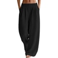 thumbnail image 2 of YOZGXEG Wide Leg Pants Women Women High Waisted Cargo Hiking Pants Baggy Stretchy Wide Leg Streetwear With Pockets Black S-Xxl, 2 of 9