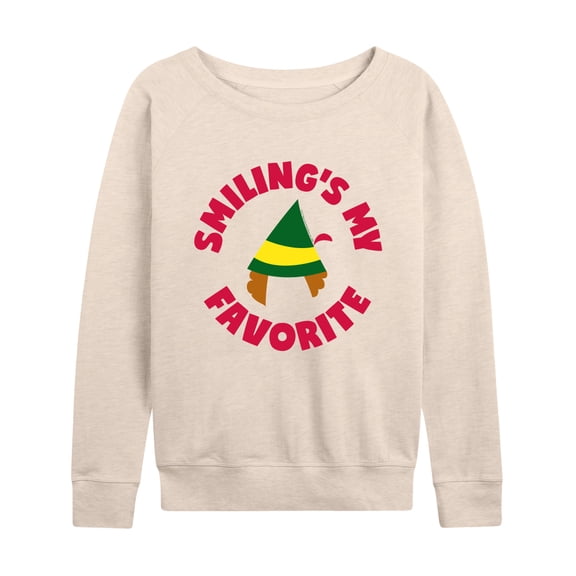 ELF - Christmas Family Set Smilings My Favorite Women's Lightweight French Terry Wide Neck Long Sleeve Graphic Shirt