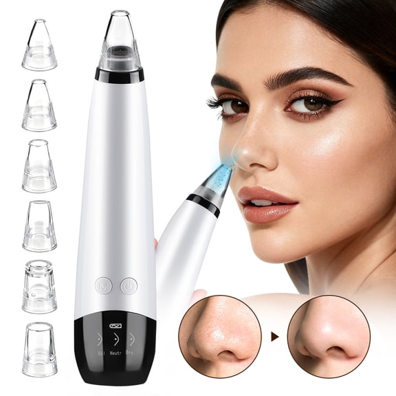Blackhead Remover, USB Rechargeable Vacuum Blackhead Remover with 3 Levels, 6 Probes, Face Vacuum Pore Cleanser for Women & Men