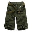 thumbnail image 2 of Elainilye Fashion Mens Cargo Joggers Casual Plain Print Zipper Button Pockets Cropped Cargo Shorts Hiking Shorts,Green, 2 of 5