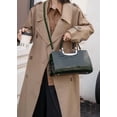 thumbnail image 4 of Genuine Cowhide Leather Women Satchel,Crocodile Embossed Crossbody Shoulder Handbag, 4 of 7