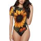 thumbnail image 1 of Balery Sunflower Floral Butterfly Body de cuello redondo de manga corta para mujer Tops de manga corta Tops básicos-Medium, 1 of 7