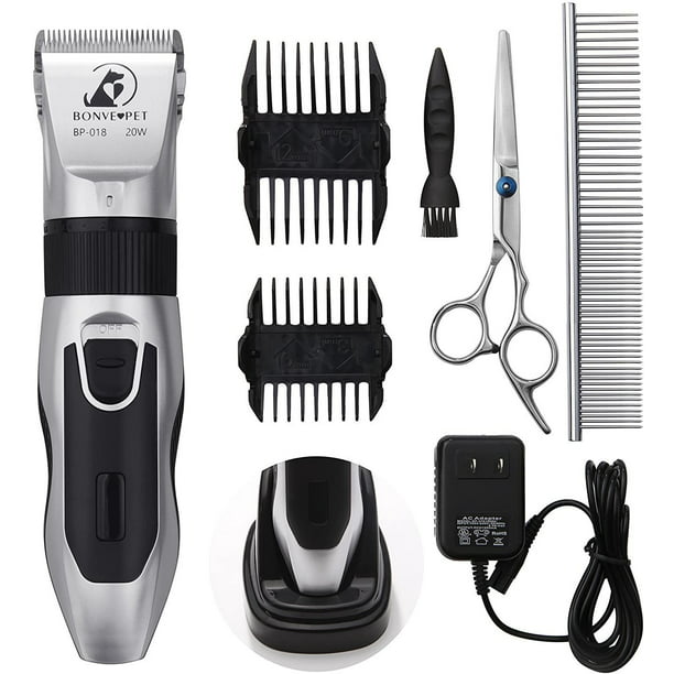 Dog Grooming Clippers - Cordless Quiet Pet Hair Clippers Trimmer  Rechargeable with Stainless Steel Blades Dog Comb Shears Best Professional Hair  Clipper Set for Dogs Cats Pets Long Short Hair 