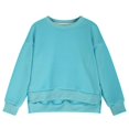thumbnail image 3 of kamemir Girls Crewneck Sweatshirt Long Sleeve Pullover Tops Drop Shoulder Sweatshirts Side Split(Sky Blue,5-6 Years), 3 of 6