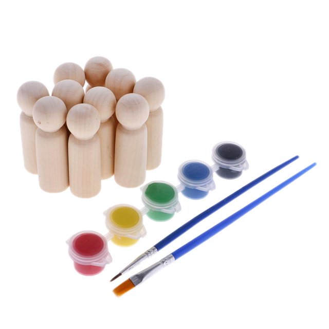 10 unids / set muñecas de clavija de madera en blanco macho pintura de la mano diy favores de la boda del arte Sunnimix Muñecas de madera de la clavija