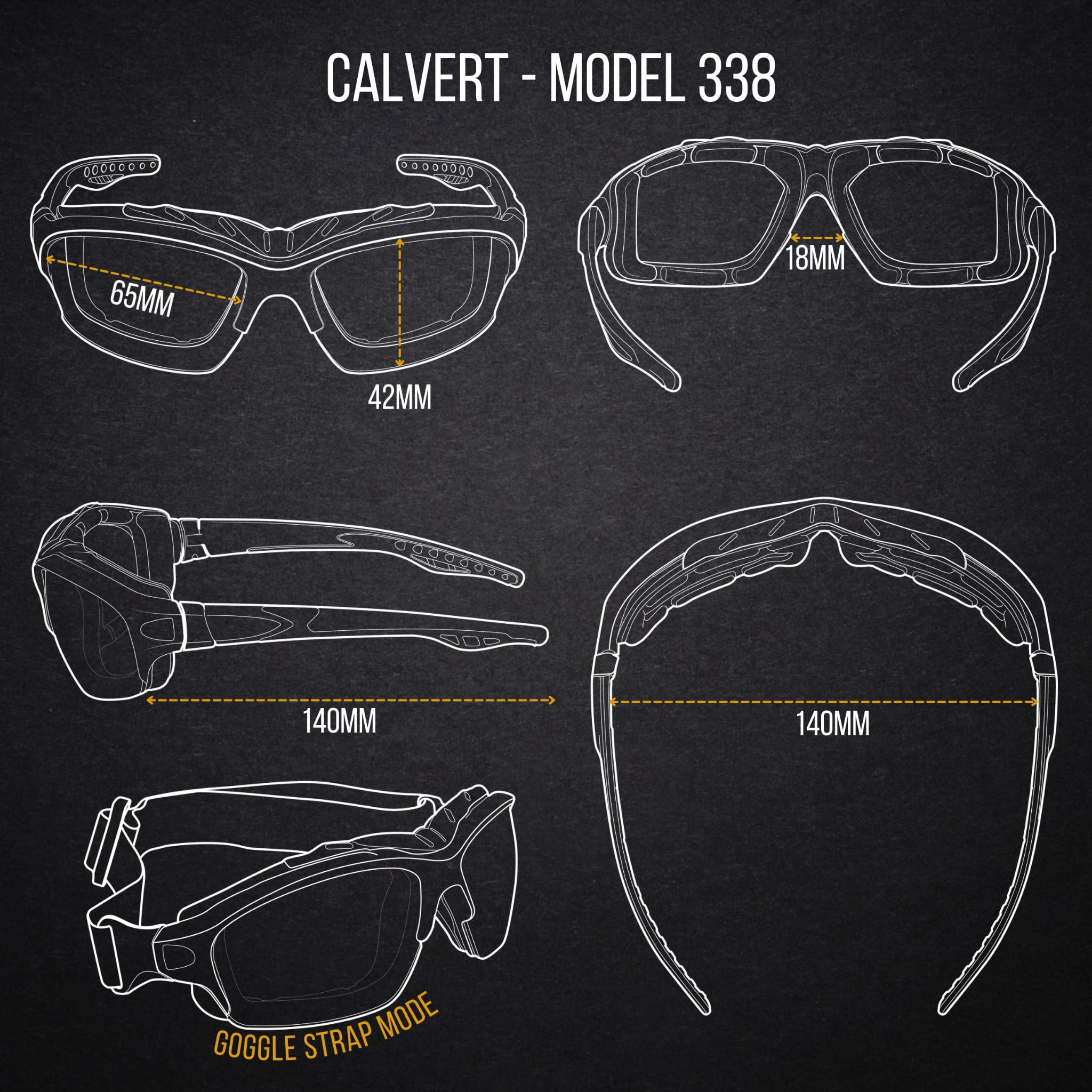 WYND Blocker Calvert Wind Resistant Motorcycle Riding Sunglasses Dry Eye Glasses (M338 - Black, Clear)