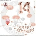 thumbnail image 3 of 14th Birthday Decoration Rose Gold, 14 Party Supplies Decoration, 14th Sash, 14 Cake Topper, 14th Photo Props, confetti Balloons, Curtain, 3 of 4