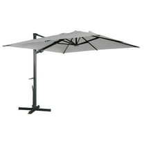 Mondawe 10x10ft Patio Umbrella Outdoor Square Large Cantilever Windproof Offset and Heavy Duty Sun Umbrella with LED Light Panel for Garden Deck Pool, Gray