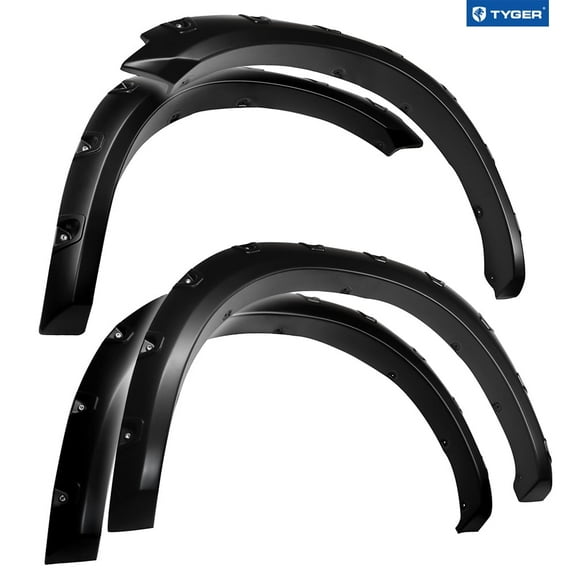 Tyger Auto Fender Flare Compatible with 2009-2018 Dodge Ram 1500; 2019-2024 Classic (Not fit R/T Rebel Warlock), Smooth Textured Black Paintable Bolt-Riveted Style 4pc | TG-FF8D4148
