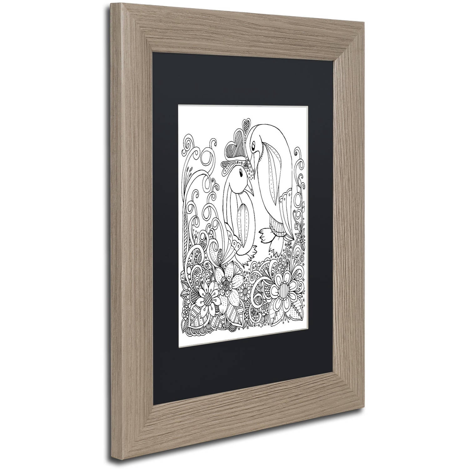 Trademark Fine Art "Penguins" Canvas Art by KCDoodleArt Black Matte, Birch Frame