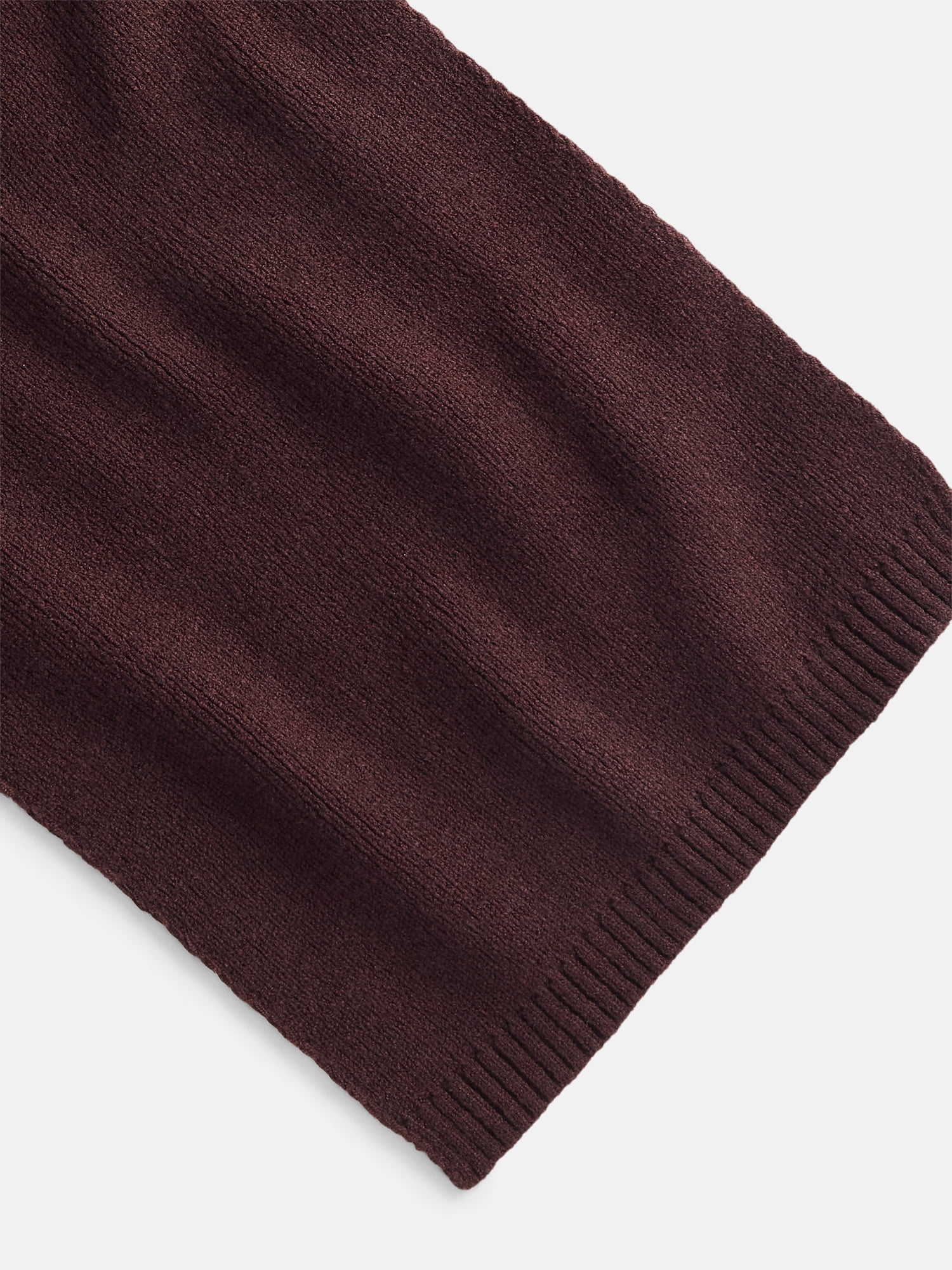 Scenario Women's Knit Oblong Scarf with Ribbed Trim, Carob
