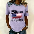 thumbnail image 3 of KDDYLITQ 250 Year American Anniversary Shirts for Women American Birthday 250 Years Birthday Crew Neck T-Shirts Summer 250th Birthday July 4th Tees Printed Loose Short Sleeve Tops Purple S, 3 of 5