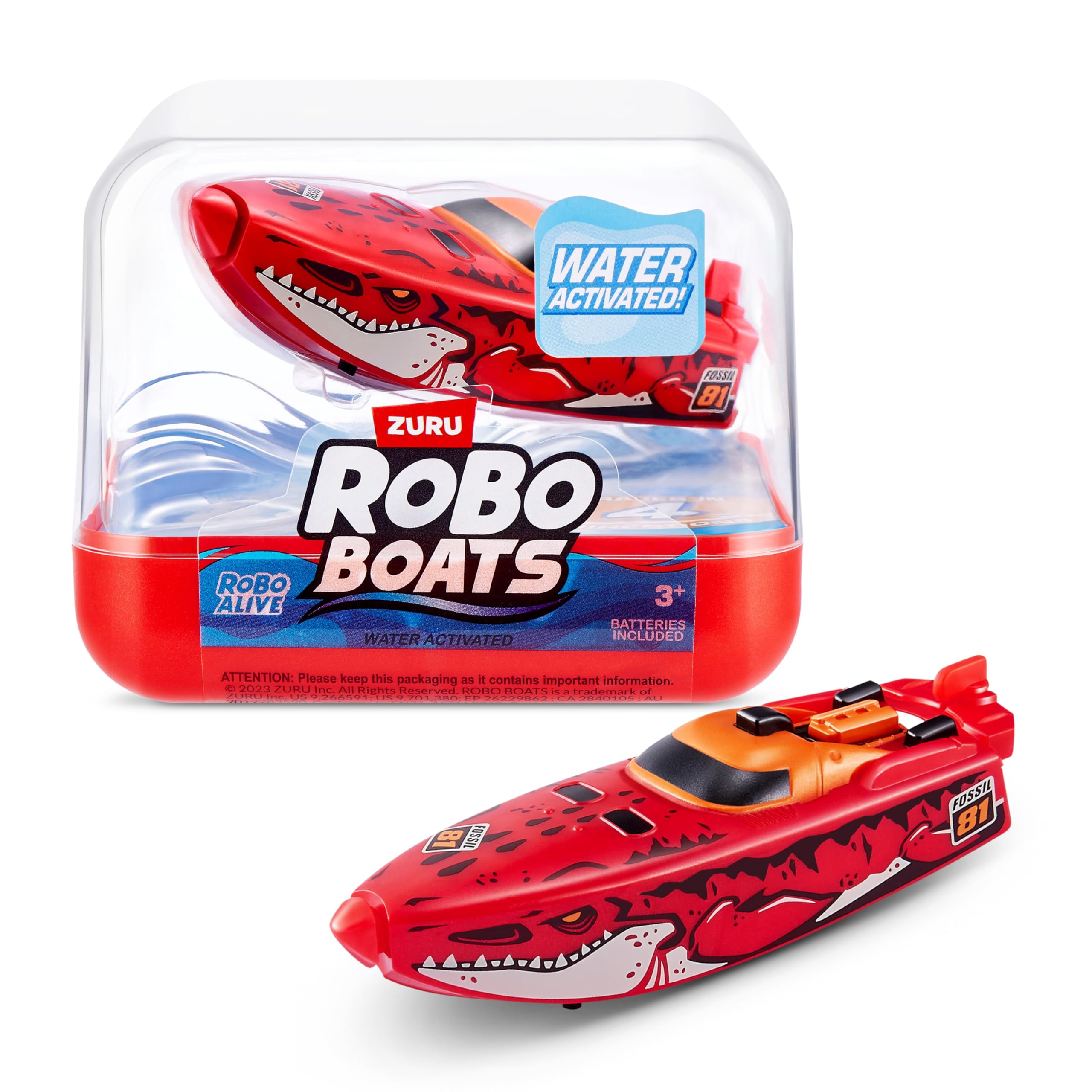Robo Alive Robo Boats, White Shark & Dino Shark Boat, 2 Pack, by ZURU Water Activated Boat Toy, (Exclusive)