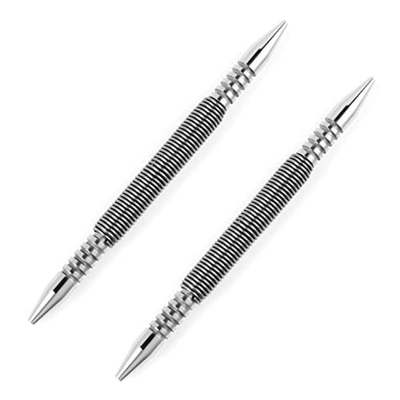 2Pcs Dual Head Nail Setters, 3/32&1/8Inch Spring Nail Set Hammerless Nail Setter Punch Set Door Hinge Pin Removal Tool,2 x Nail Setters,silver