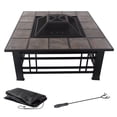 thumbnail image 2 of Pure Garden 32-Inch Outdoor Fire Pit with Screen, Cover, and Poker (Black), 2 of 5