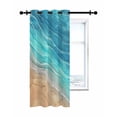 thumbnail image 7 of Abstract Turquoise Thermal Insulated Blackout Curtains for Bedroom 24 Length Ocean Beach Waves Lines Gradient Room Darkening Curtain 1 Panel Grommet Window Curtain Drape for Living Room Nursery Room, 7 of 7
