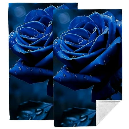 

Nawy Blue Rose Water Droplets Gothic Art Kitchen Towels Two-Piece Set 27.5 x 16in 27.5*16in