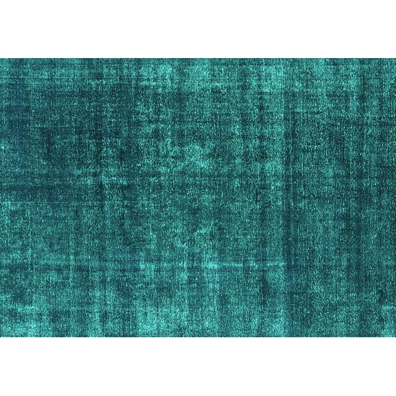 Ahgly Company Machine Washable Indoor Rectangle Oriental Turquoise Blue Industrial Area Rugs, 8' x 12'