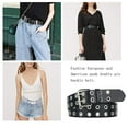 thumbnail image 3 of TSSUOUN Punk Double Needle Buckle Waistband Women's Eye Belt White Paired Jeans Double Empty Buckle Waistband, 3 of 5