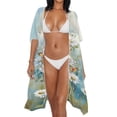 thumbnail image 4 of FKELYI Retro Daisy Flower Butterfly Print Womens Bikini Cover Up for Summer Open Front Cardigan Beach Cover Ups Comfy Beach Kimono Beachwear Ladies Cruise Outfits Resort Wear, 4 of 6
