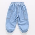 thumbnail image 4 of AINIYS Boys Drawstring Wide Leg Balloon Jeans Elastic Waist Denim Trousers for Street Style Light Blue 2-3Years, 4 of 6